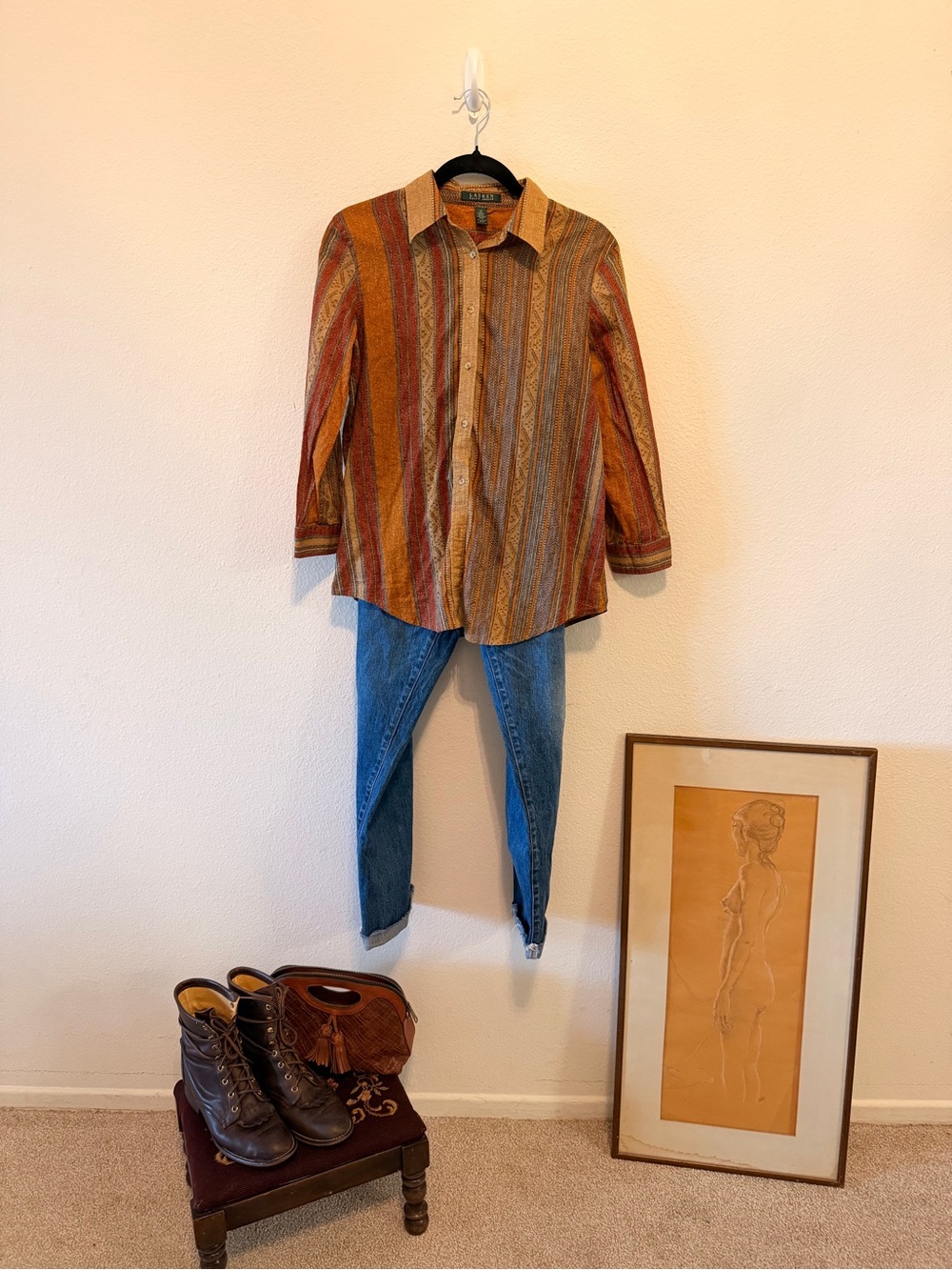 Vintage Lauren Ralph Lauren, Western Striped Button-Up Shirt